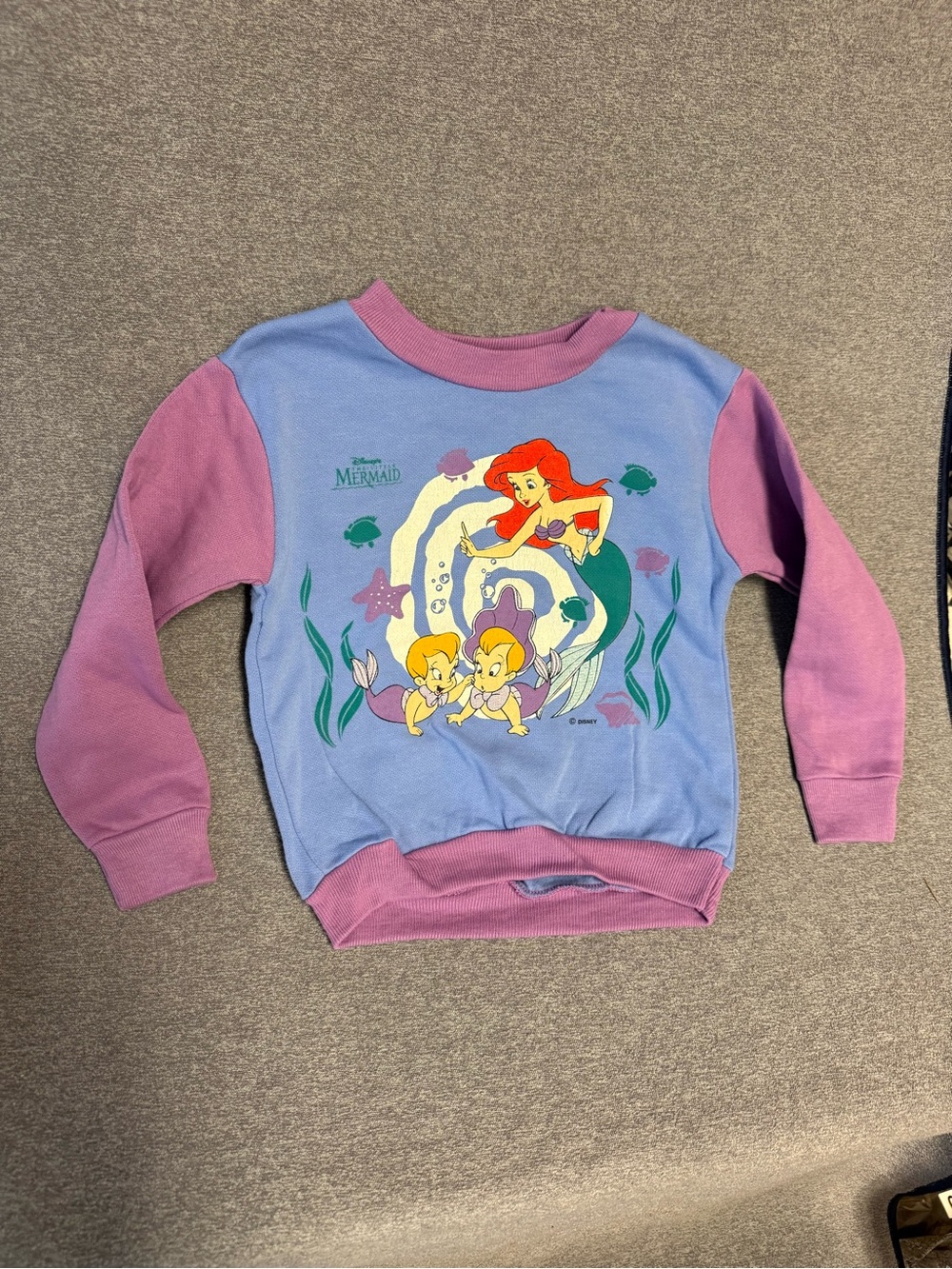 Vintage Disney Little Mermaid Ariel Merbabies Sweatshirt 3T Purple Blue
